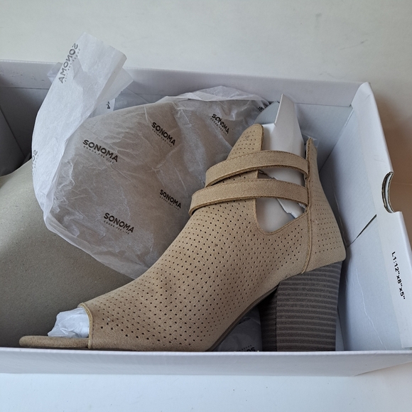 Sonoma Peep Toe Chunky Heel Sandals Booties | Sz 8 | NIB - Picture 6 of 11